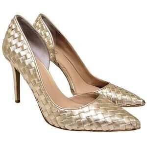 INC INTL Concepts Women Kenjay95 D'orsay Pump Heels Size US 8M Gold Woven